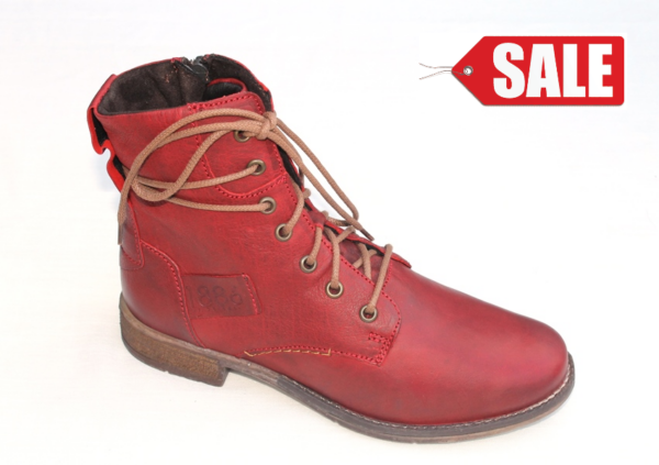 JSD010 Josef Seibel half hoog veterbootje rood gevet leer