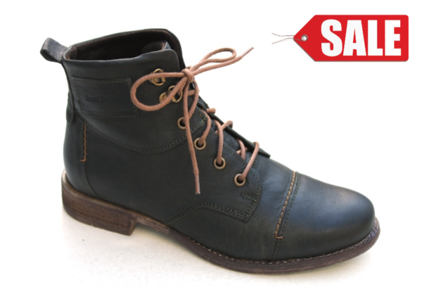 JSD011 Josef Seibel half hoog veterbootje donkergroen gevet leer