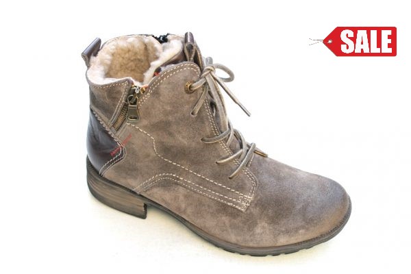 JSD018 Josef Seibel half hoge veterboot taupe suède