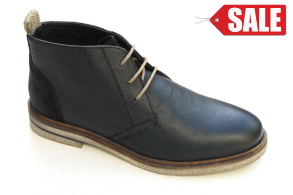 JSH152 Josef Seibel half hoge veterschoen zwart leer met crêpe zool