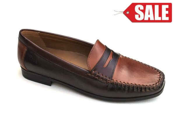 S151 Sioux mocassin “Cortizia” bruin leer combinatie