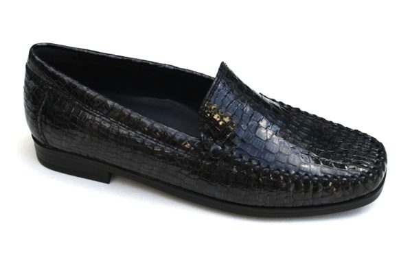 S057 Sioux mocassin “Campina-HW” antraciet croco print lakleer