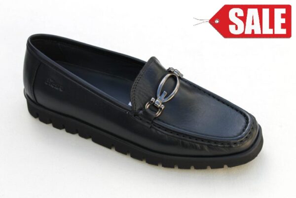 S156 Sioux mocassin “Calina” zwart en donkerblauw leer