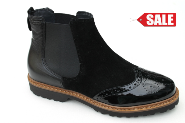Sioux chelsea boot zwart suède lak
