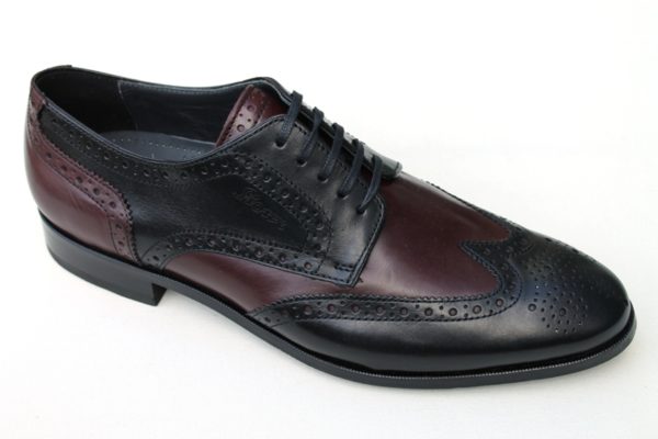 SH029 Sioux brogue veterschoen zwart/bordeaux leer