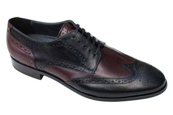 Sioux brogue veterschoen zwart/bordeaux leer