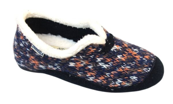 Dames dichte gevoerde pantoffel blauw gebreid