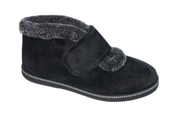 DP016 Dames dichte pantoffel zwart klittenband
