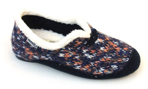 DP019 Dames dichte gevoerde pantoffel blauw gebreid