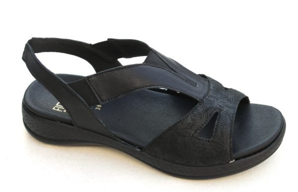 F023 Fidelio sandaal in zwart fantasieprint