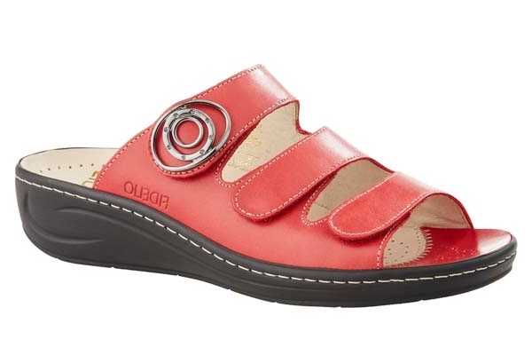 F152 Fidelio verstelbare klittenband slipper rood leer