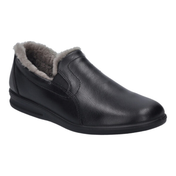 WPH021 Josef Seibel (Westland) dichte lamsvacht gevoerde pantoffel “Belfort 67” zwart leer