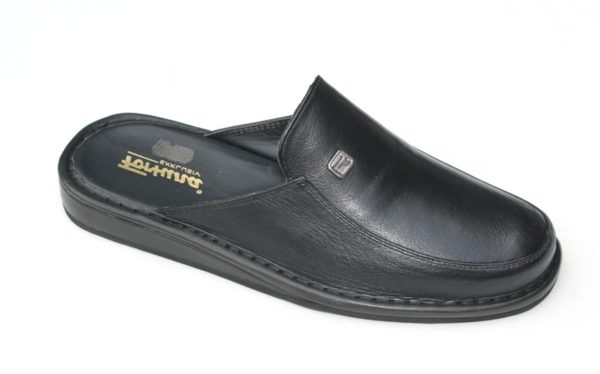 Heren pantoffel luxe slipper van fortuna zwart leer