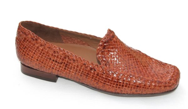 S076 Sioux instap vlechtschoen cognac leer