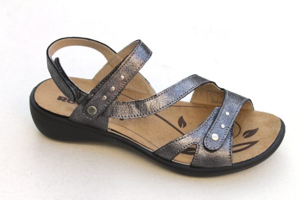 Westland (Romika) verstelbare klittenband sandaal "Ibiza" antraciet metallic