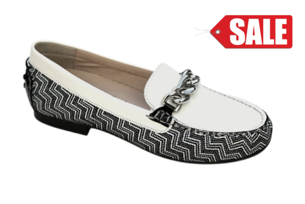 Sioux mocassin Libisia zwart/wit lakleer combinatie