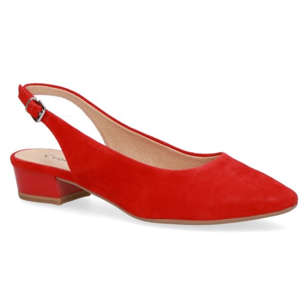 C162 Caprice slingback pumpje met spits neusje rood suède