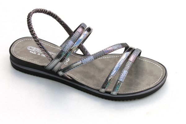 OVD030 Dames sandaaltje antraciet/zilver metallic