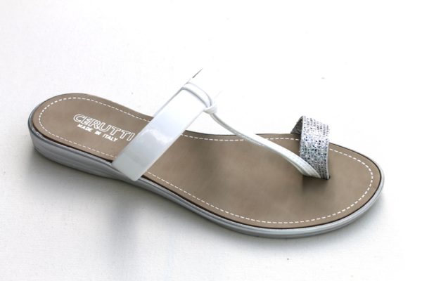 Dames teenslipper wit lak met stras