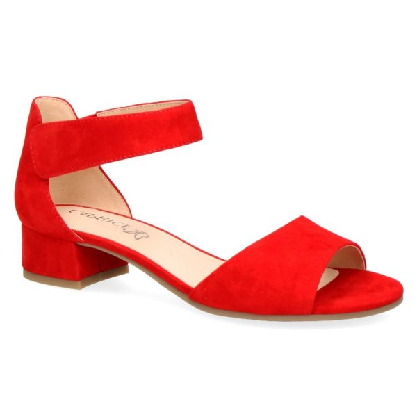 C031 Caprice sandaaltje met dichte hiel rood suède