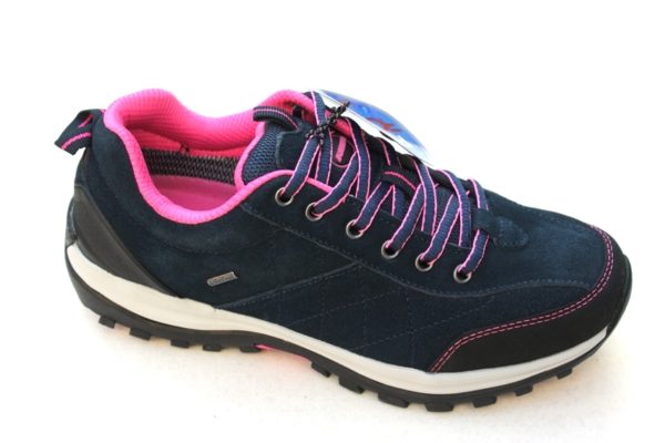 WS231 Romika Elmau 02 lage hiking veterschoen donkerblauw suède met roze