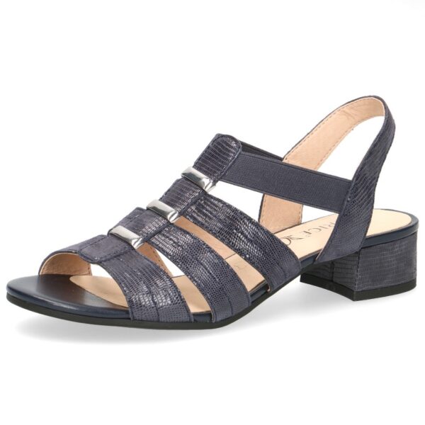 C049 Caprice sandaaltje blauw glans print