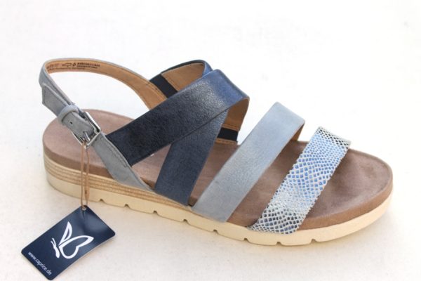 C041 Caprice kruisband sandaaltje blauw metallic combi