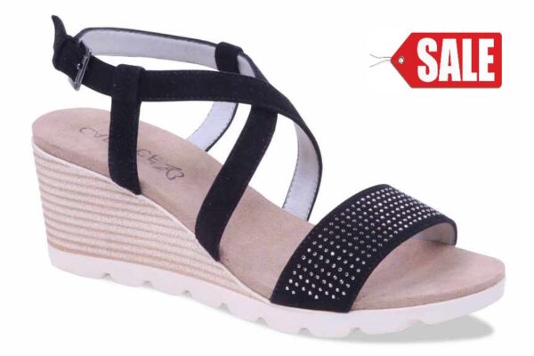 C050 Caprice sleehak sandaal zwart suède