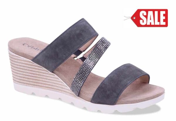 C048 Caprice sleehak slipper antraciet suède