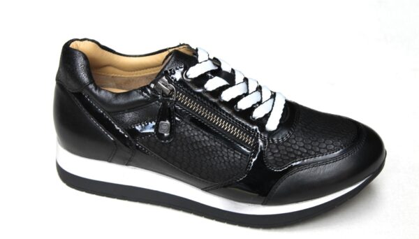 H016 Helioform sneaker met ritsje in zwart leer/lak combinatie – van de  Stadt Modeschoenen