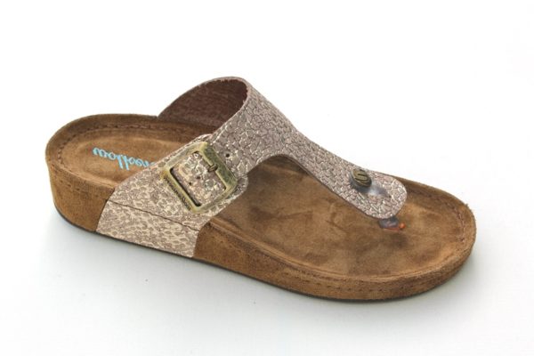 OVD019 Dames voetbedteenslipper van “Wolkenwerk” in taupe/rosé goud