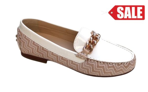 Sioux mocassin "Libisia" oudroze/wit lakleer combinatie