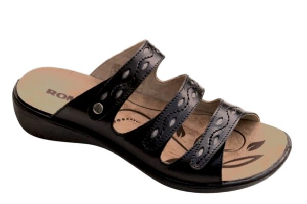 estland Ibiza 66 (Romika) verstelbare klittenband slipper zwart leer