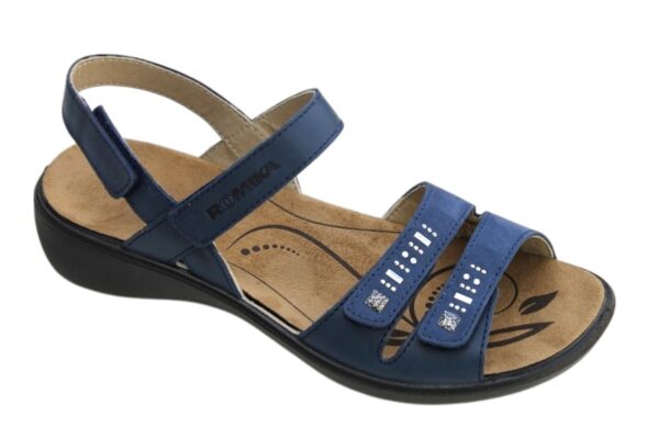 Westland Ibiza 86 (Romika) verstelbare klittenband sandaal blauw leer_nubuck