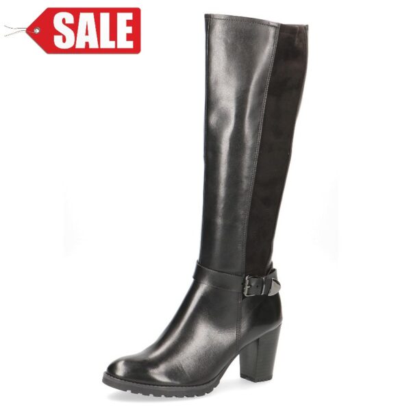 C159 Caprice knielaars zwart leer