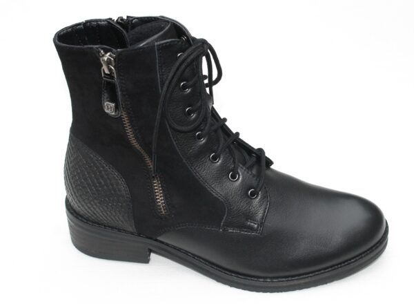 Helioform veterboot zwart leer met suede