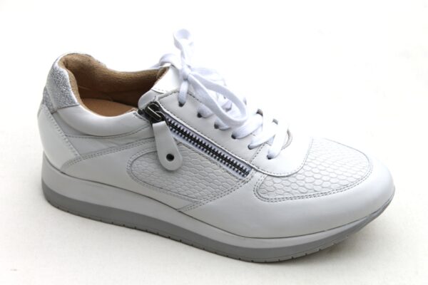 H005 Helioform sneaker met ritsje wit leer