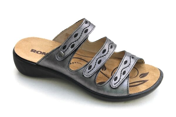 WS102 Westland Ibiza 66 (Romika) verstelbare klittenband slipper antraciet metallic