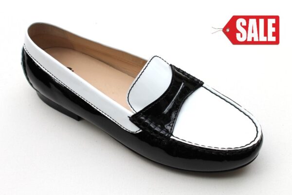 sioux mocassin loana zwart wit lak