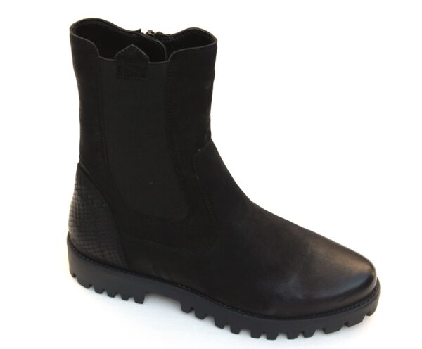 Helioform chelsea boot met rits zwart nubuck