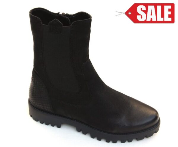 H138 Helioform chelsea boot met rits zwart nubuck