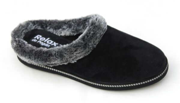 DP014 Dames pantoffel slipper zwart velours