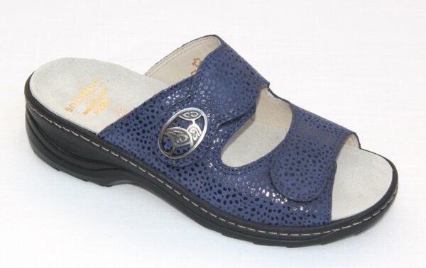 F140 Fidelio “Softline” verstelbare klittenband slipper blauw fantasieprint