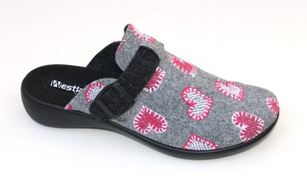 Westland slipper Korsika grijs met roze hartjes Romika Ibiza