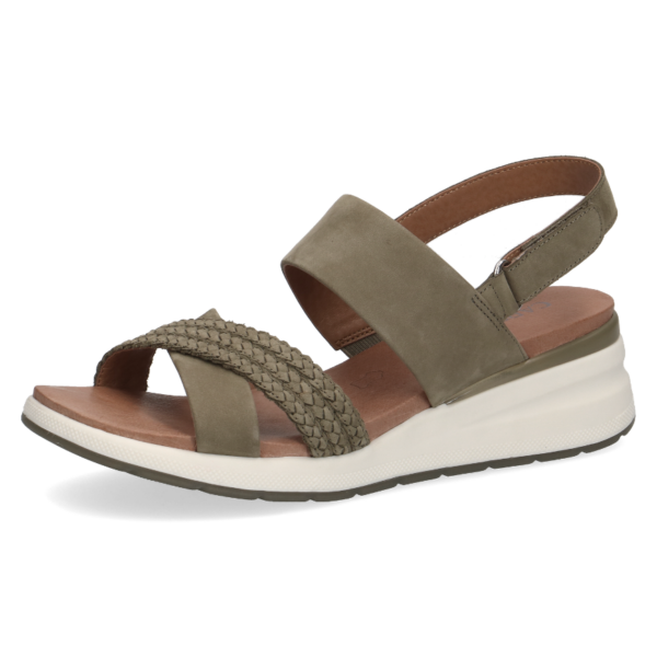 C027 Caprice sleehak sandaal khaki groen nubuck