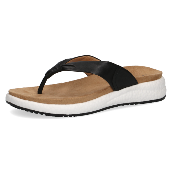 C026 Caprice voetbed teenslipper zwart leer