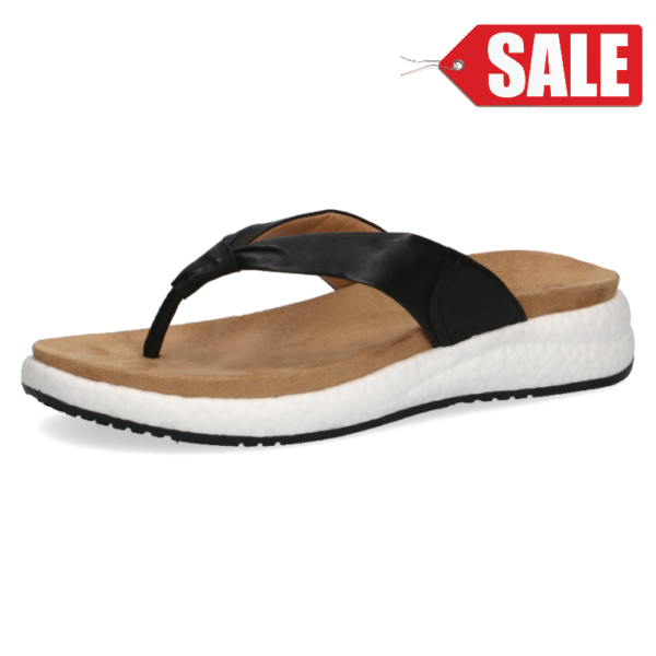 C058 Caprice voetbed teenslipper zwart leer