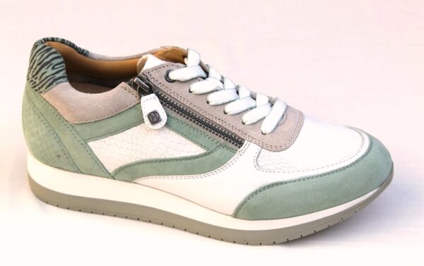 Helioform sneaker wit leer met groen combi