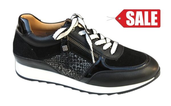 Helioform sneaker zwart leer suede combi