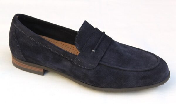 SH018 Sioux mocassin (pennyloafer) blauw suède